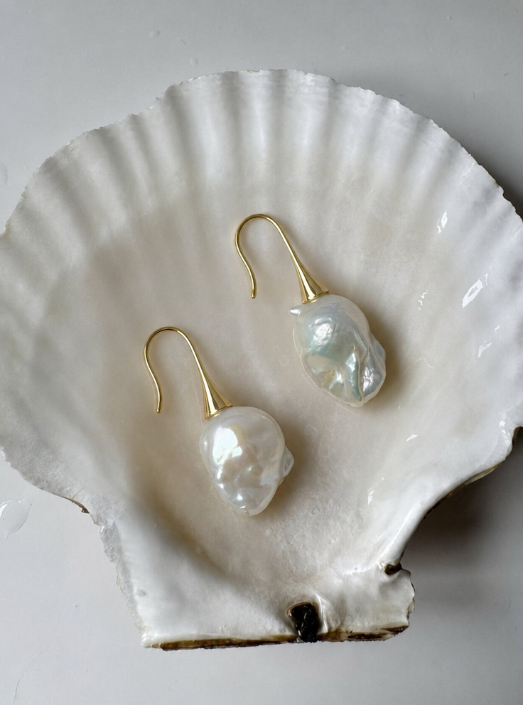 Gold Hook Baroque Earrings