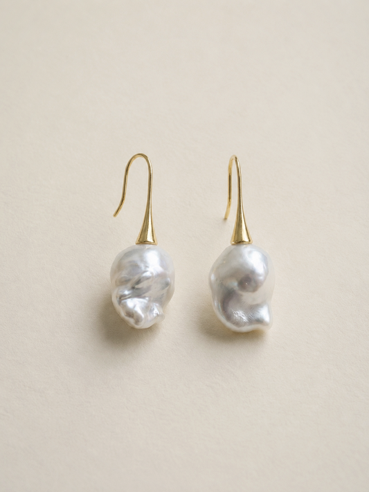 Gold Hook Baroque Earrings