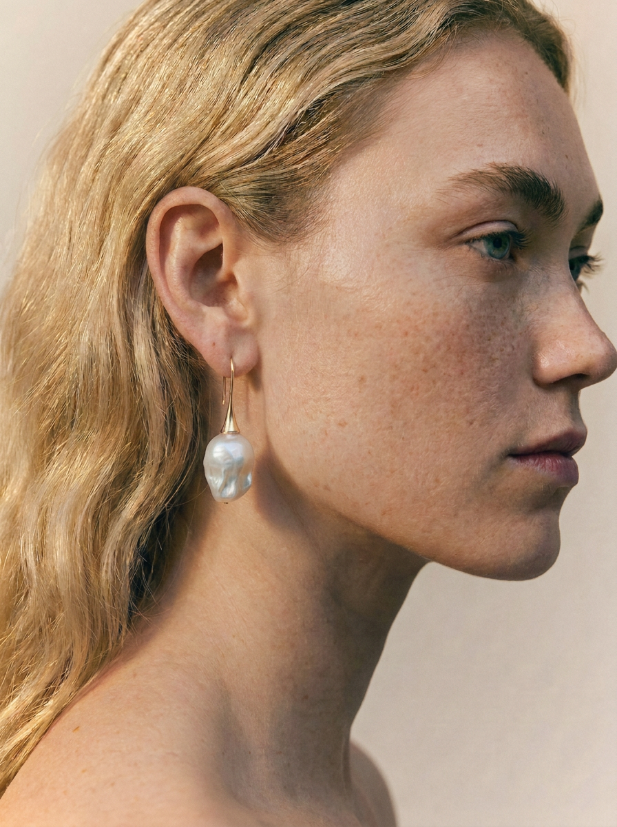 Gold Hook Baroque Earrings